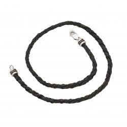 Genuine Braided Leather And Sterling Silver Necklace